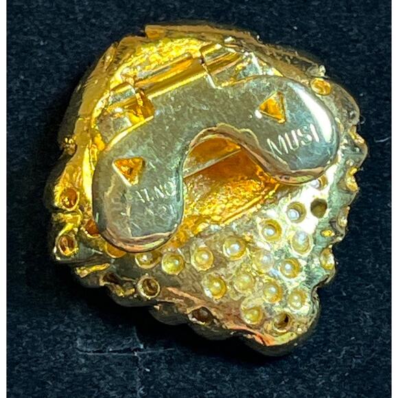 Vintage MUSI Gold Tone Faux Pearl Shoe Clips Leaf Design Statement Accessory - Picture 5 of 6